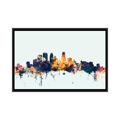 " Minneapolis, Minnesota, USA On Blue " by Michael Tompsett Graphic Art