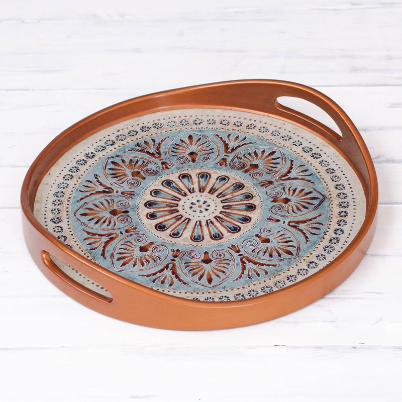 Masterson Glass Decorative Tray, Brown, 2" H x 12.5" W x 12.5" L