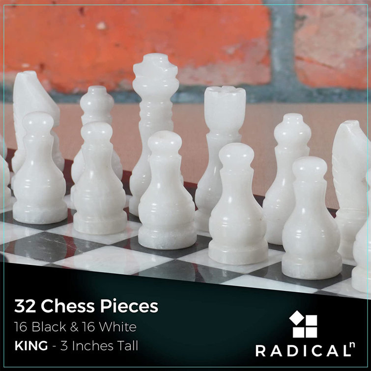 Radicaln Marble Chess Set 12 Inches Black and White Handmade Chess Board  Game - 1 Chess Board & 32 Chess Pieces - Chess Sets Outdoor Games - 2  Player