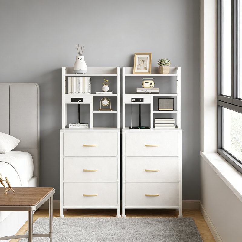 40cm W Metal Bedside Table