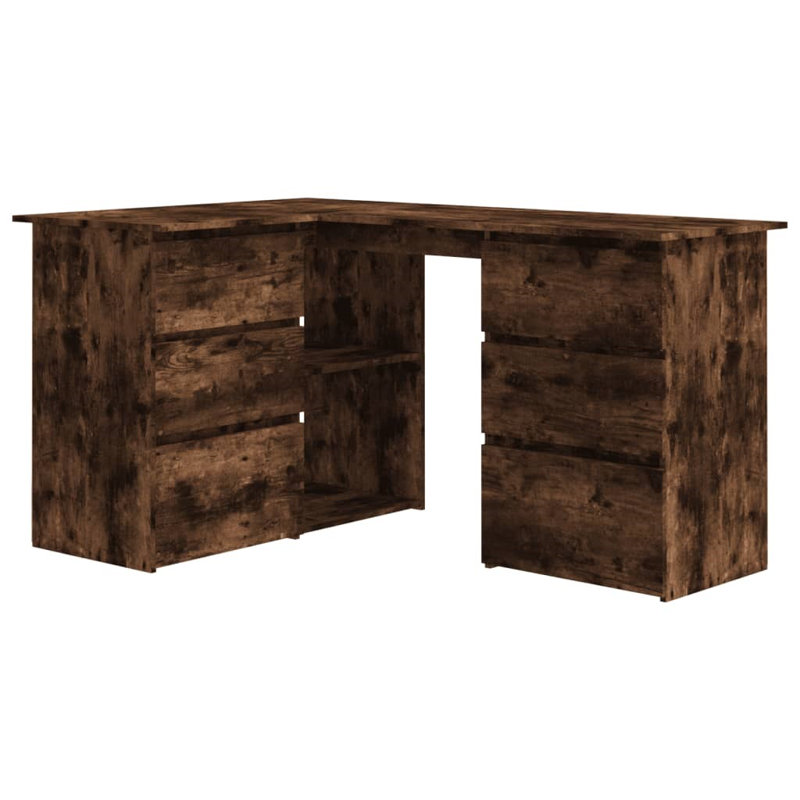 Abdirizaq Corner Computer Desk, Smoked Oak