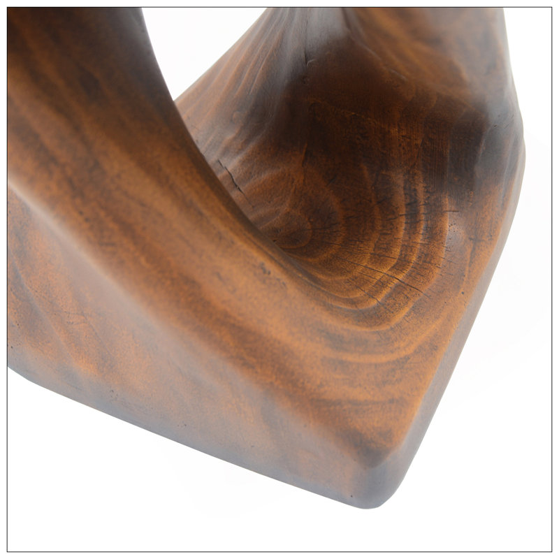 Table d'appoint MGO Twist Shape, texture semblable au bois, couleur brun antique, Brun antique
