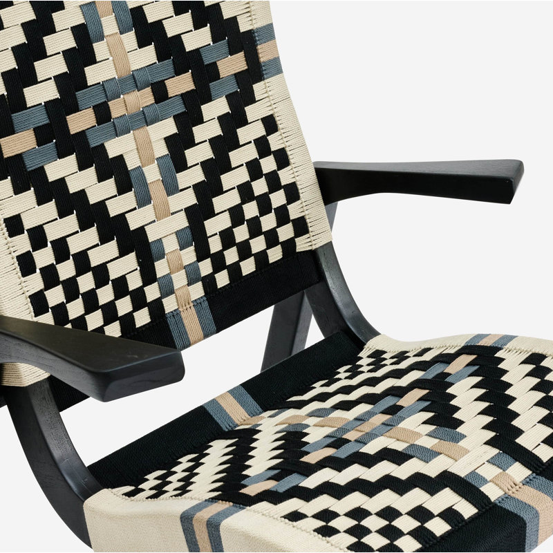 Amador Rocking Chair In San Geronimo Pattern, Colonial Pattern, Black