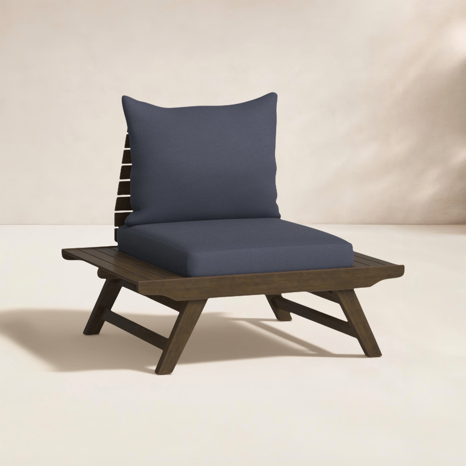 Acacia Outdoor Armless Lounge Chair, Gray Frame/Dark Gray Cushion