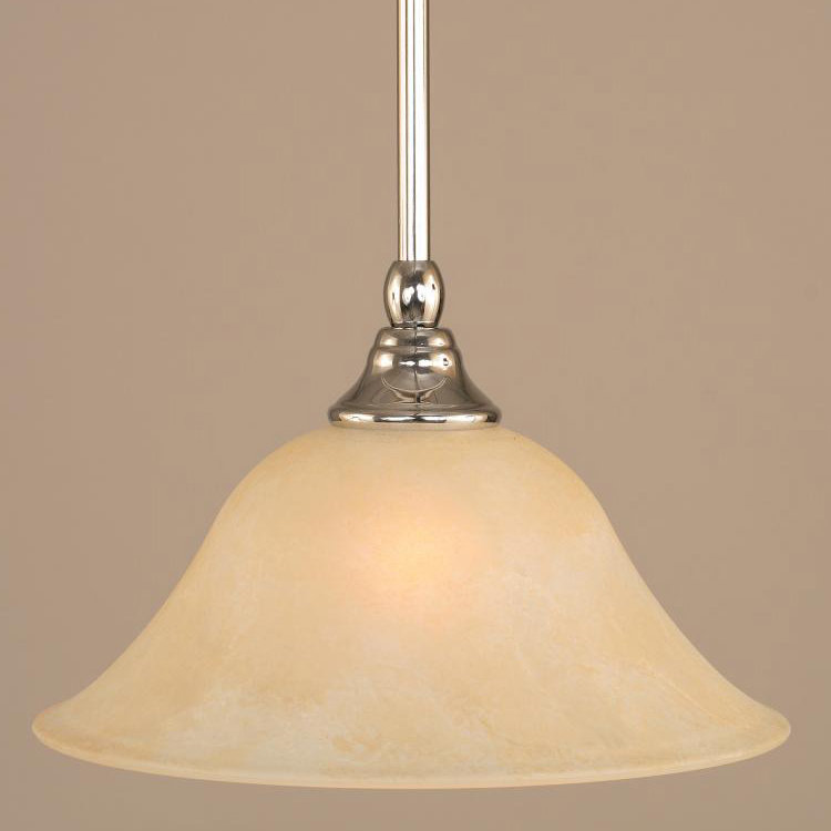 Mini-luminaire suspendu avec tige en verre Congdon, H 6,5 po x l 10 po x P 10 po, Beige, Cuivre noir