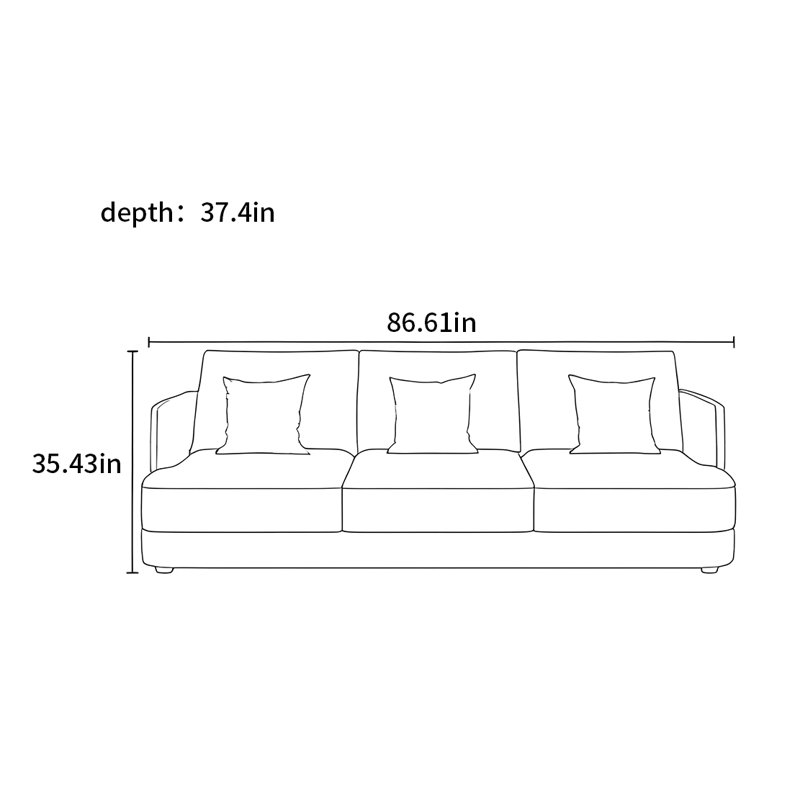 Petit canapé moderne et moderne, H 35,43 po x l 86,61 po x P 37,4 po, 3