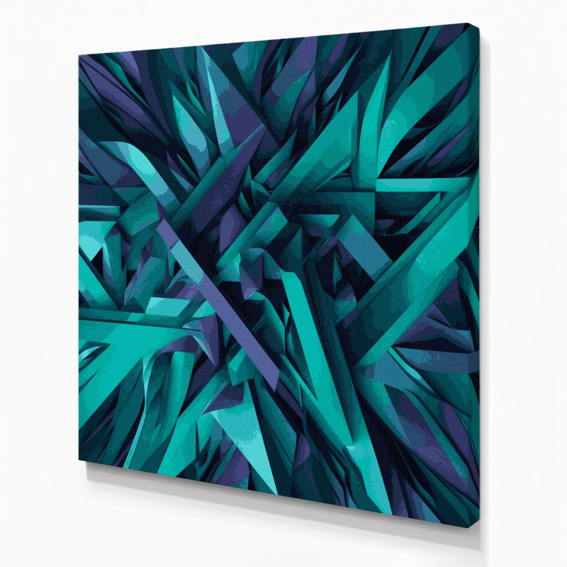 «Geometric Abstraction 73», art mural sur toile bleue, H 8 po x l 8 po