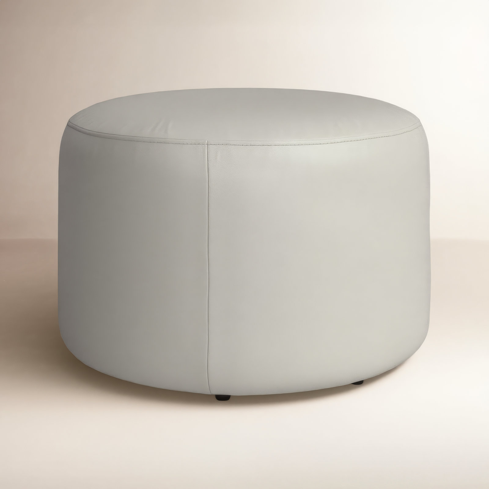 Danva 24" Genuine Leather Ottoman, Denali Ivory Genuine Leather