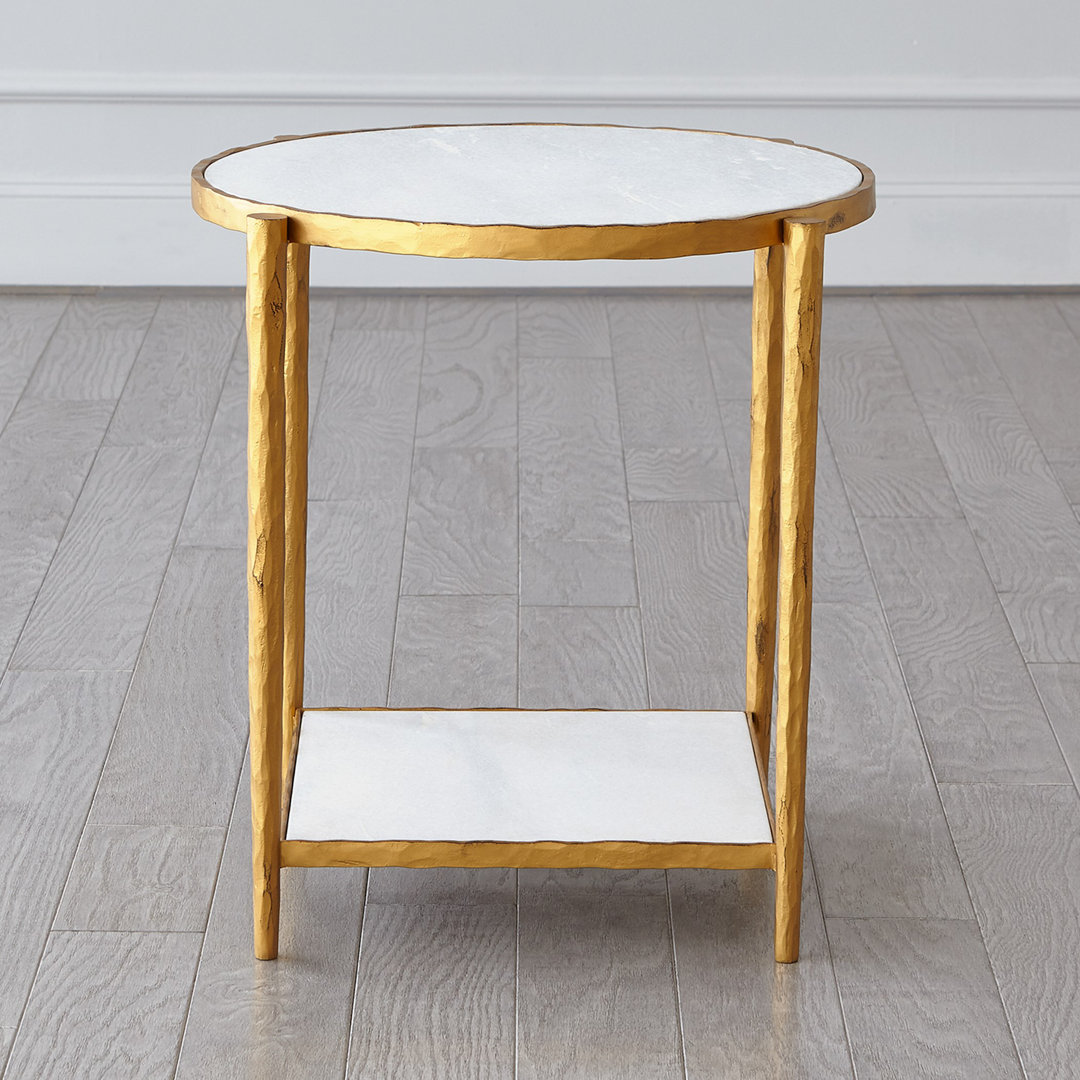 Circle/Square Side Table-Gold w/White Marble Global Views
