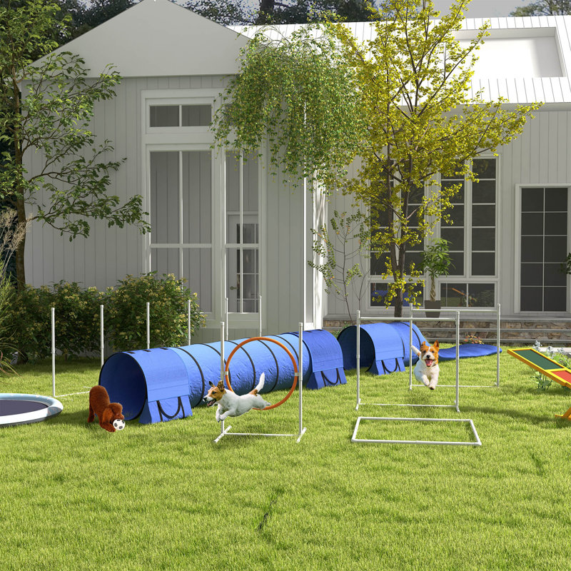PawHut 7-Piece Blue Dog Agility Training Set