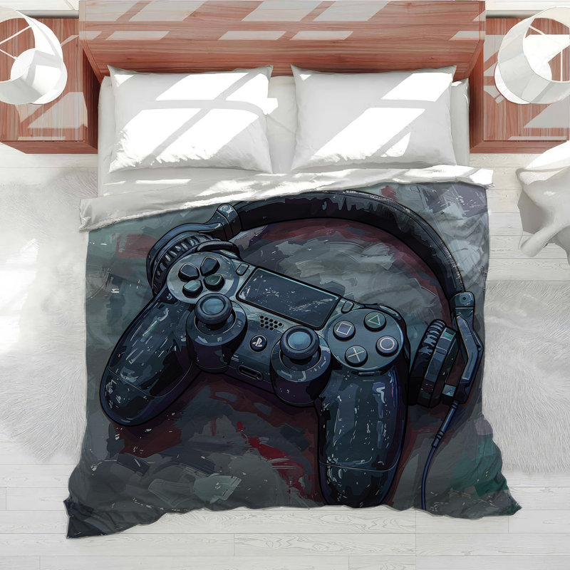Gaming Controller Technology Microfiber Duvet Cover, Twin Duvet Cover