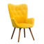 Élégante chaise d'appoint en velours jaune avec capitonnage à boutons et pieds en bois massif pour une apparence élégante