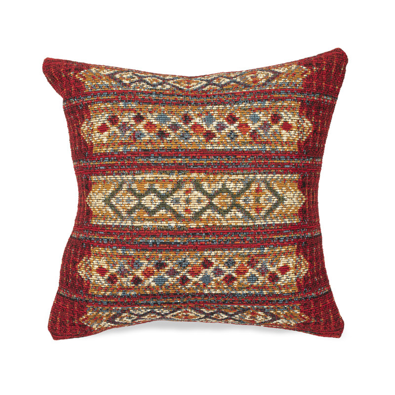 Geometric Outdoor Throw Pillow, Red, 18"H x 18"W