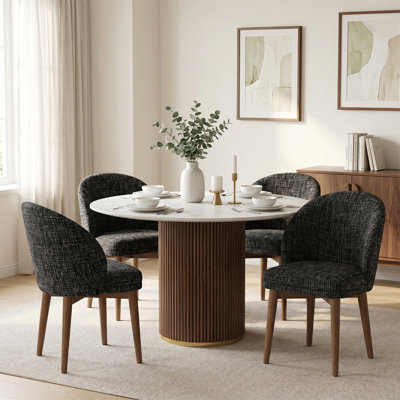 Upholstered Dining Chairs with Solid Wood Legs (Set of 4)