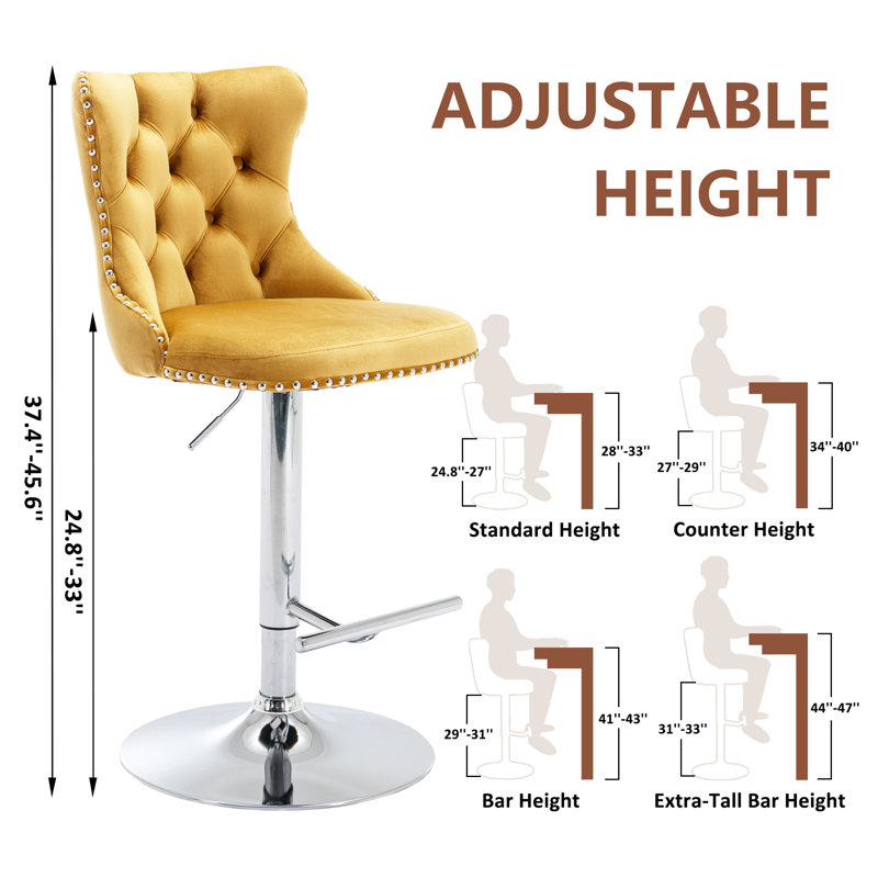 360°Swivel Bar Stools with Sliver Base, Gold
