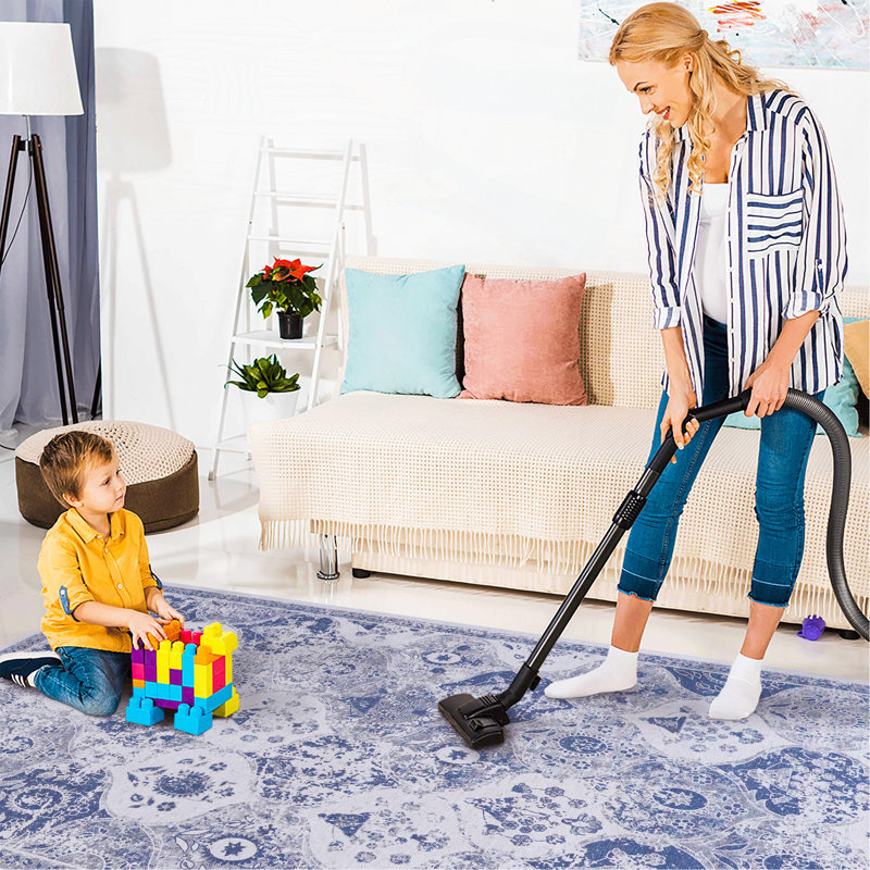 2'6''X10' Blue Runner, Washable Rug, Low-Pile, Non-Slip, Non-Shedding, Foldable, Kid & Pet Friendly - Area Rugs For Living Room, Bedroom, Kitchen, Dining Room Rug (Blue, 2'6''X10')