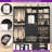 Danniele Freestanding Closet System with Mirror and Wooden Drawers-555411257