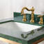 Meuble-lavabo de salle de bain en marbre vert 24 po avec lavabo, structure en acier inoxydable doré, dosseret et tablette de rangement en verre