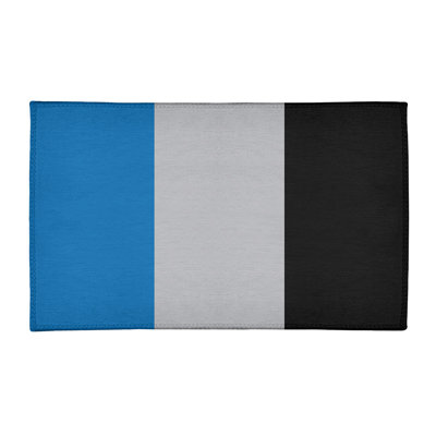 Tapis bleu/argent/noir rayé
