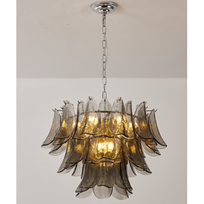Luminaire suspendu 4 lumières en verre fumé