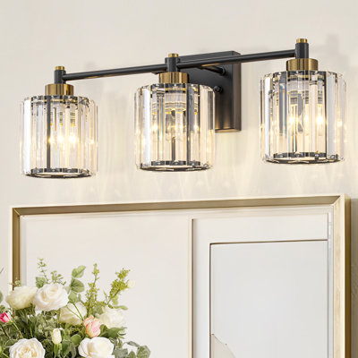 3-Light Dimmable Glass Crystal Vanity Light