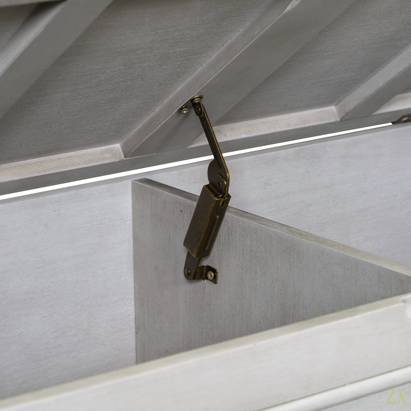 Banc de rangement multifonctionnel en bois massif avec charnière de sécurité Style, Gris, Gris