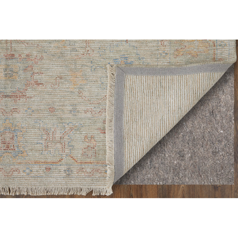 Handmade Blue and Tan Wool Rectangular Accent Rug