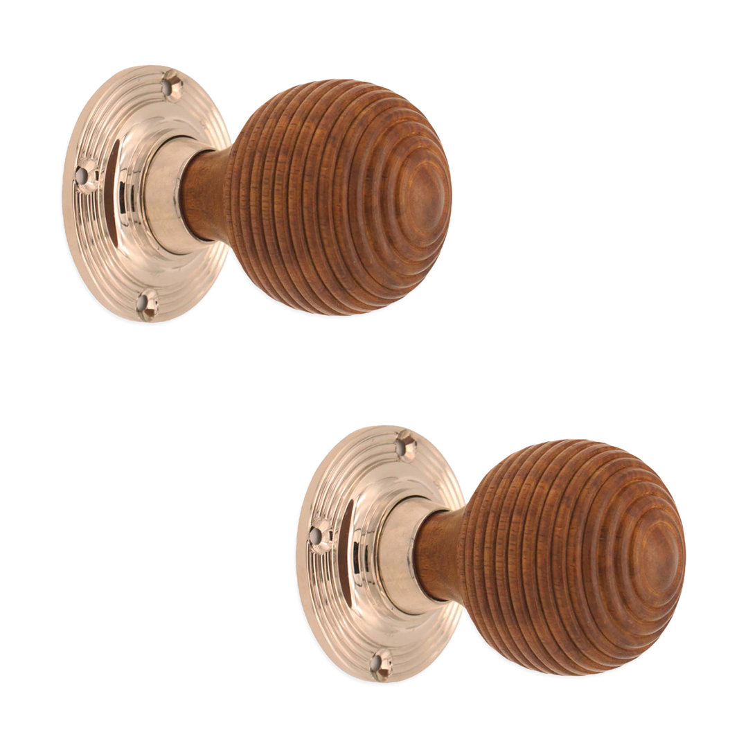 Polished Nickel Rosewood Beehive Rim And Mortice Door Knob 2 Pack Spira Brass - Image 3
