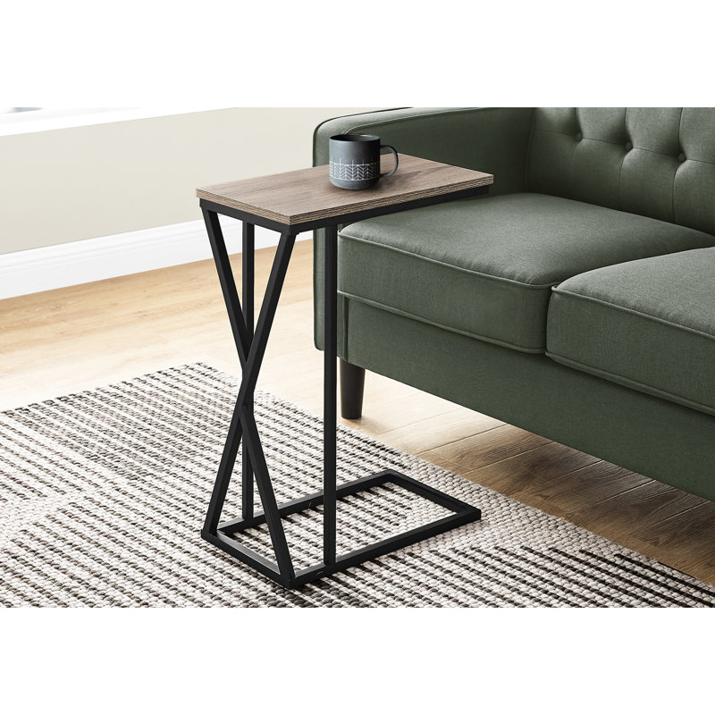 Table d'appoint pour chambre à coucher - Stratifié taupe et métal pour les espaces de style sombre