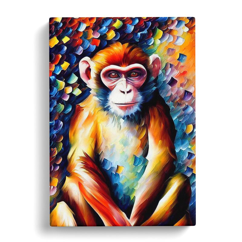 Monkey Portrait No.2 - Wrapped Canvas, 76cm H x 50cm W x 3cm D