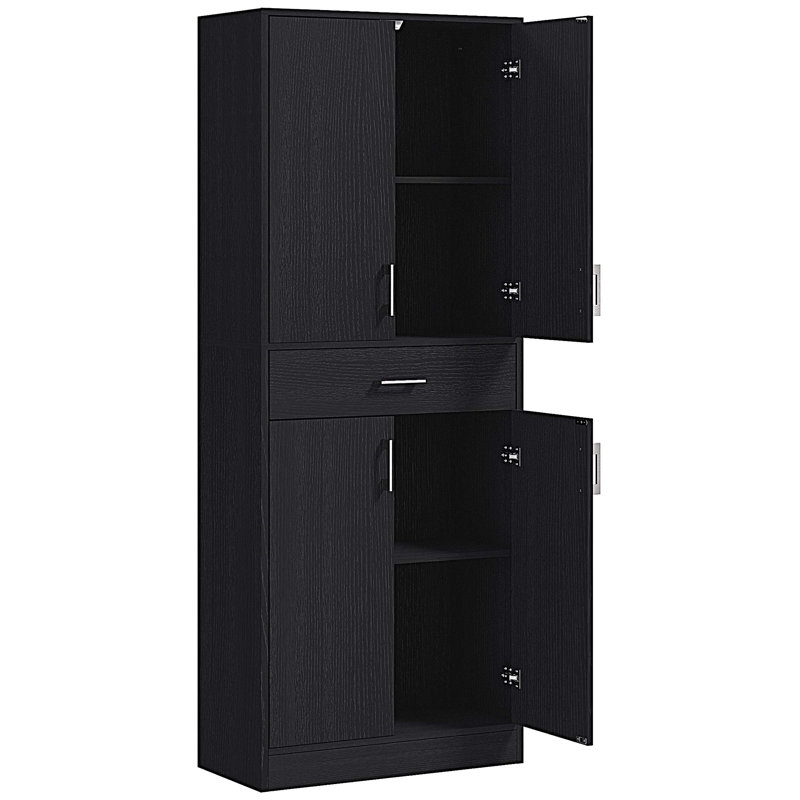 Armoire de cuisine avec tiroir et tablette réglable, armoire de rangement autoportante avec 2 armoires à double porte