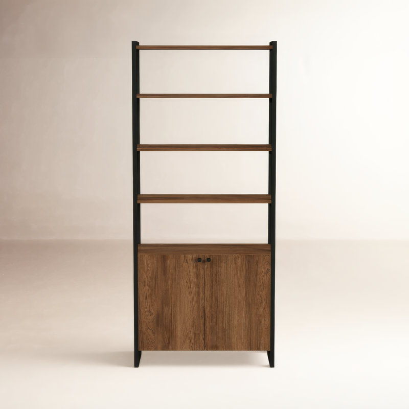 Redford 3- Tier 1 Door White Narrow Bookcase Etagere, (4 Shelves) 72" H x 32" W x 12" D