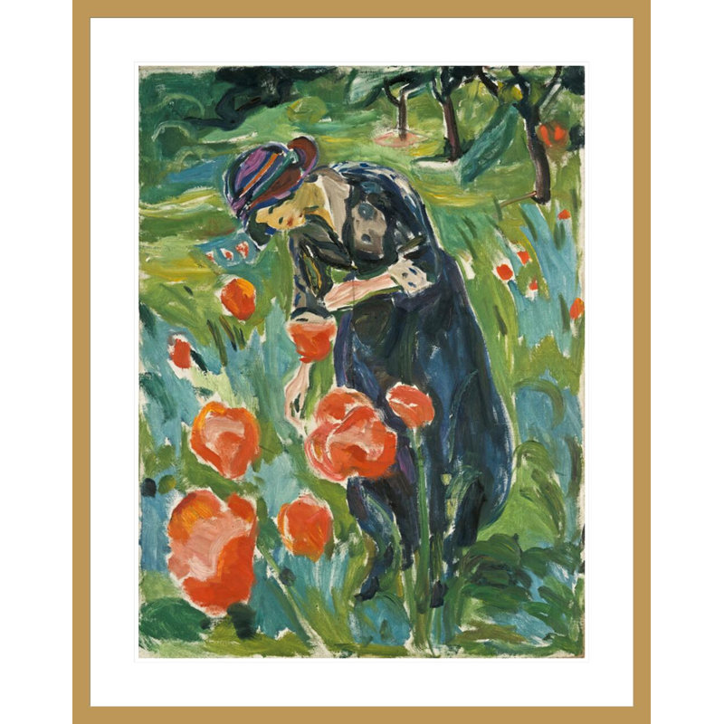 «Woman with Poppies» par Edvard Munch - impression giclée encadrée, H 41,5 po x l 33,09 po