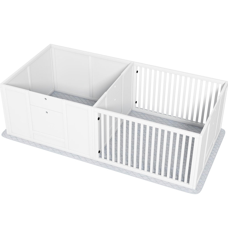 Boîte de mise bas pour chien, boîte de mise bas avec coussin imperméable et porte réglable