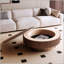 Table basse ronde de 39,37 pouces avec rangement, placage en bois massif, décor moderne pour le salon, la chambre à coucher, un appartement ou un bureau, finition noyer