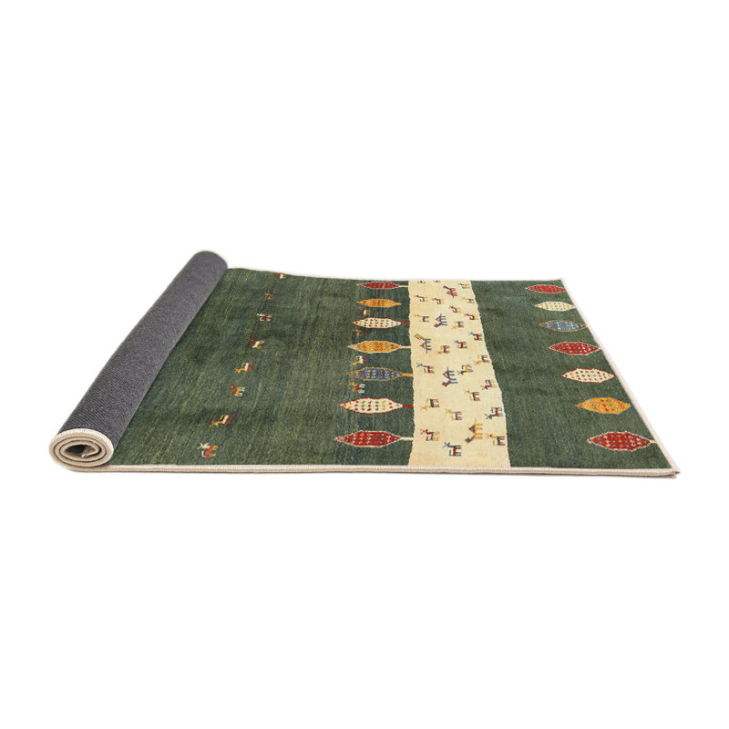 Tapis abstrait vert / beige Tora, Rond 8 pi