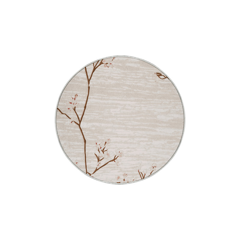 Machine Washable Beige Area Rug, Round 3'