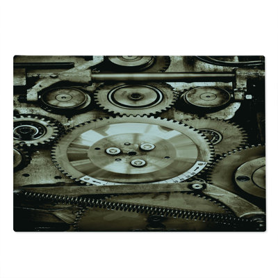 Ambesonne Industrial Cutting Board Large Aged Gears Sepia