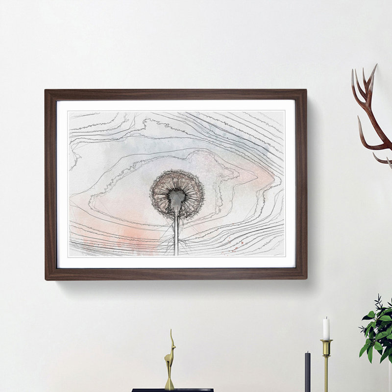 Dandelion in Abstract - Picture Frame Graphic Art Print, 48cm H x 65cm W x 2cm D, Walnut Framed