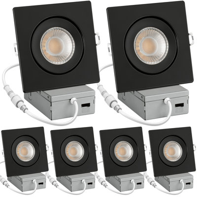 4''  Square Recessed Lighting With Gimbal, 350° Rotation & 90° Tilt, 5cct Dimmable Canless Downlight With J-box(6 Pack)