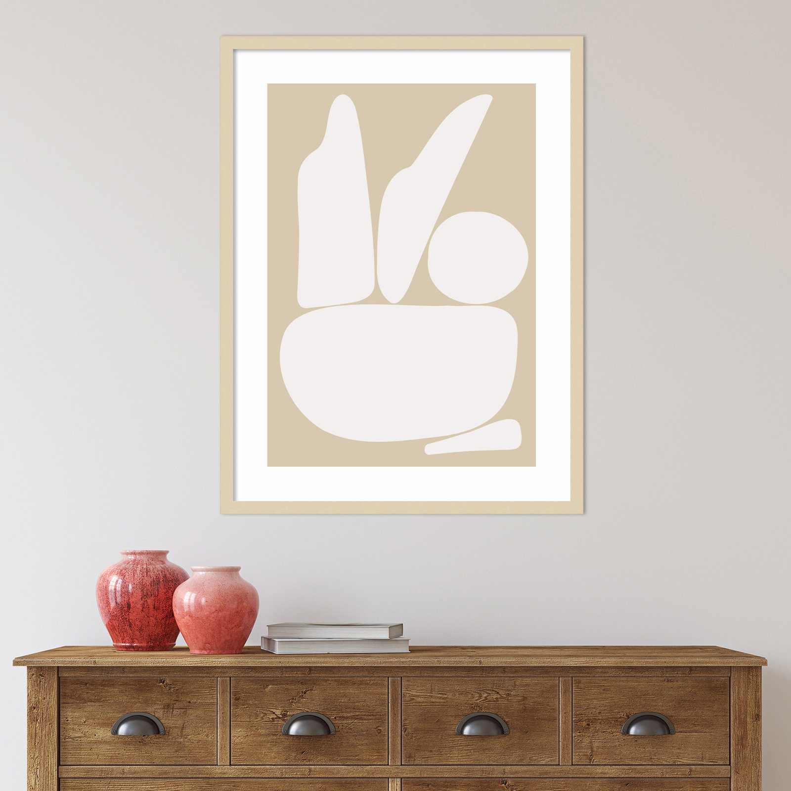 Zen Rock Garden Neutral by The Creative Bunch Studio, Brown Framed, 33" H x 25" W