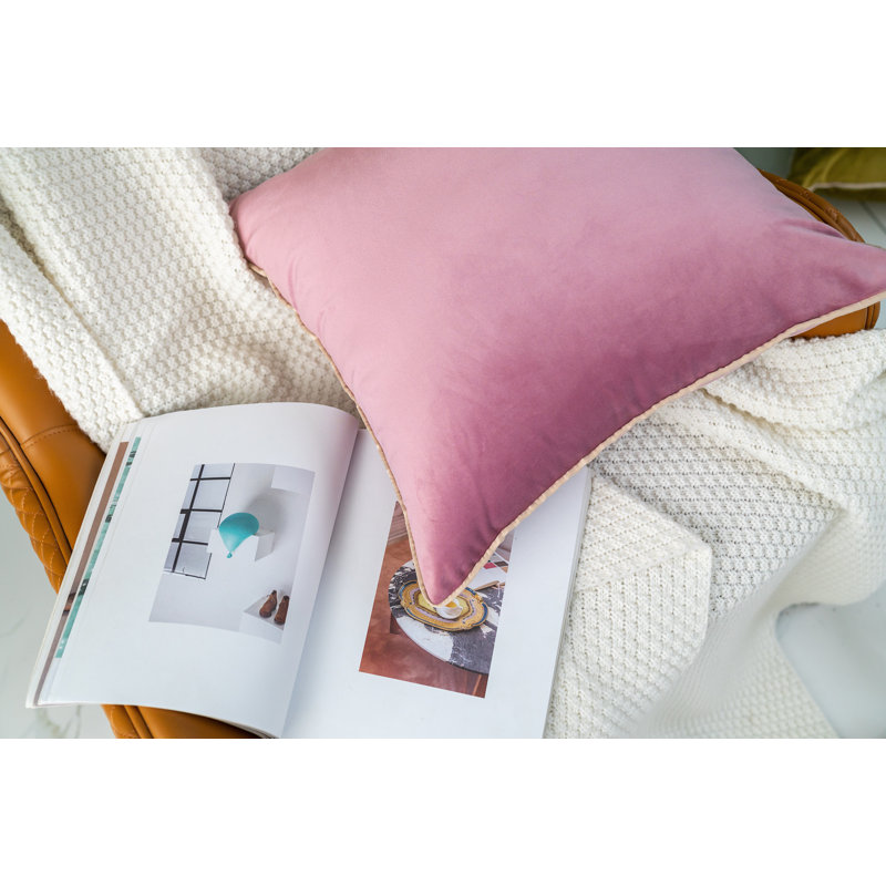 Pink Velvet Reversible Throw Pillow Set (18" x 18")