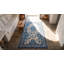 Small Artistic Scatter Size Antique Chinese Ningxia Blue and White Color Rug