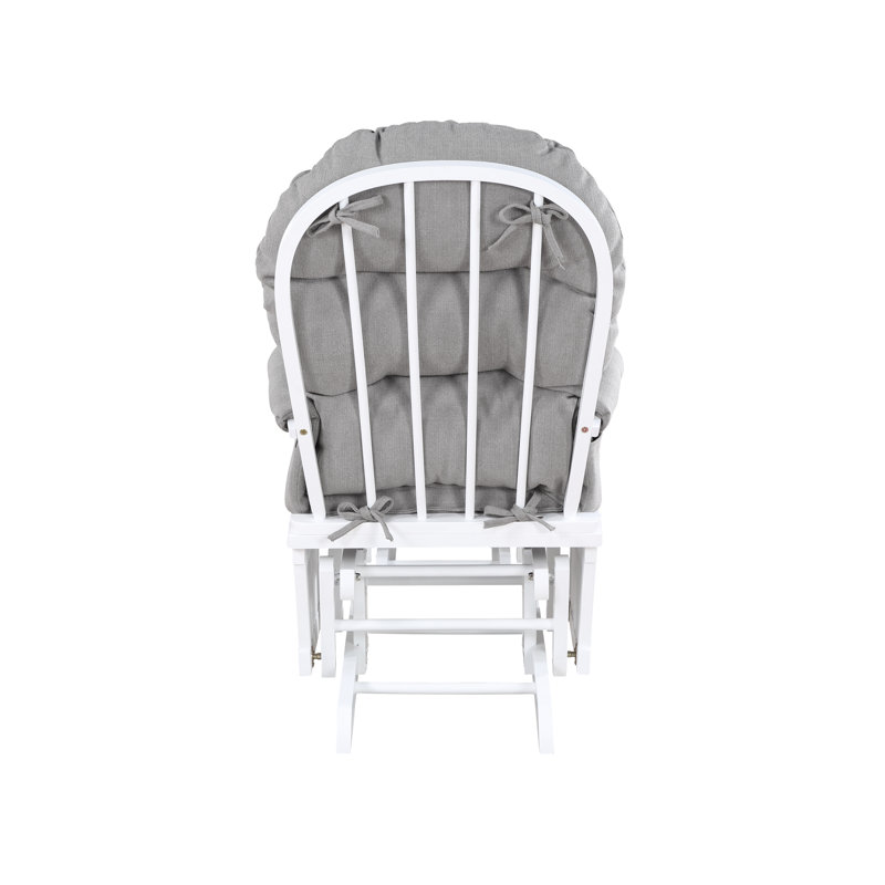 White Wood and Gray Fabric Glider with Ottoman