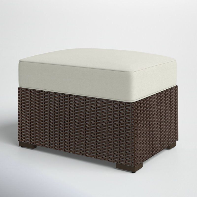 Repose-pieds en osier avec coussin Mcclaskey, Crème performance