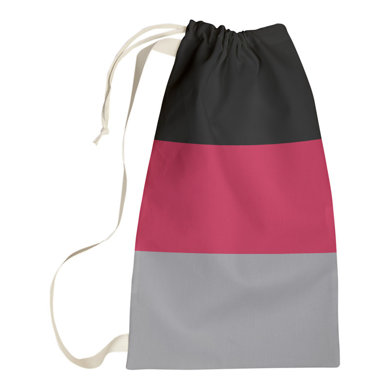 Toronto Fabric Laundry Bag with Handles, Large ( 36" x 28" x 1.5"), Black/Red/Silver