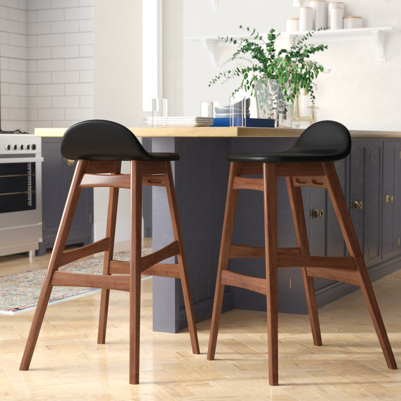 Tabouret de comptoir rembourré avec cadre en bois massif Ralphy