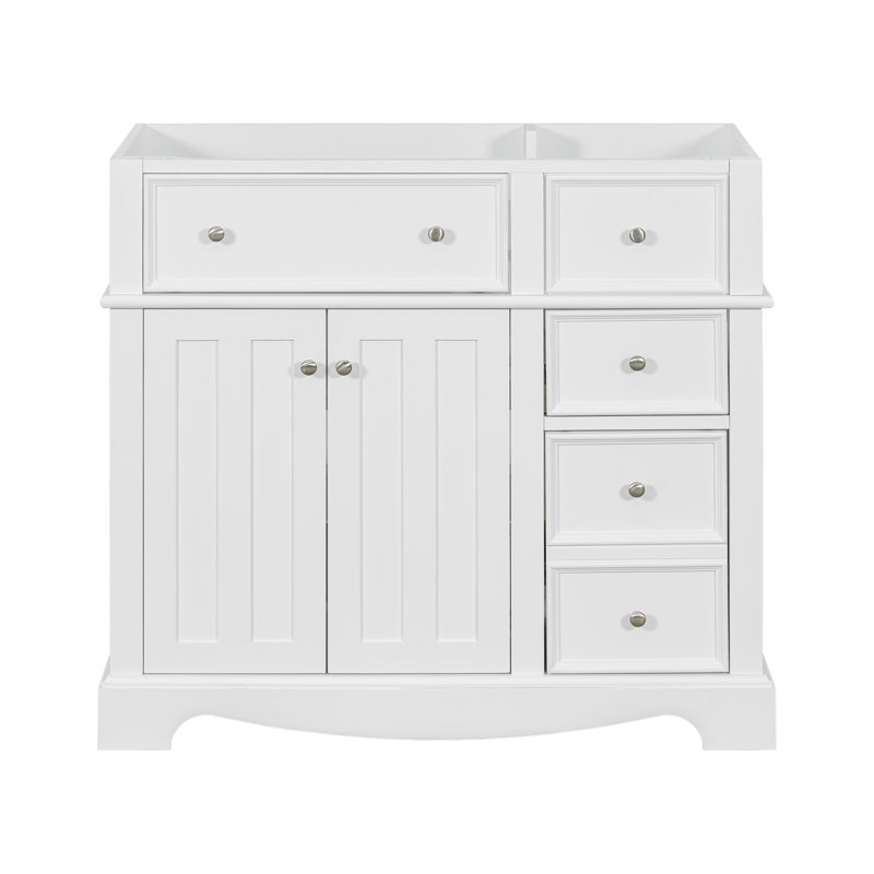 Armoire de salle de bain autoportante de style moderne, armoire de rangement à structure en bois avec tiroirs et tablette réglable