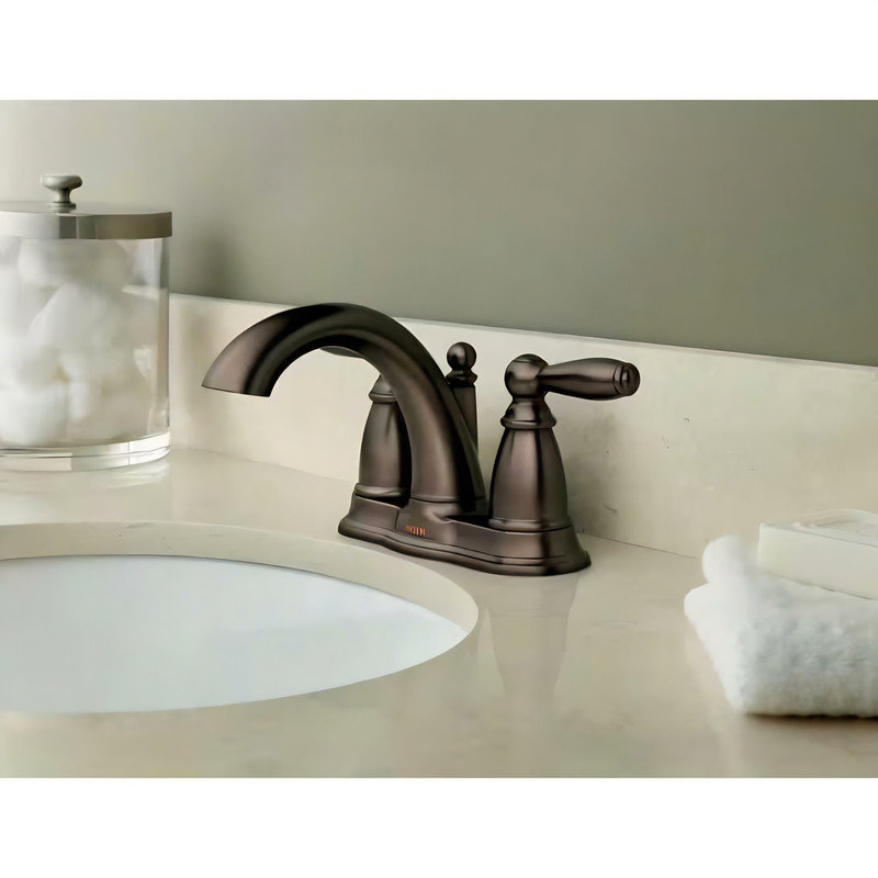 Robinet de salle de bain central avec ensemble de drain Moen Brantford, Bronze frotté à l'huile