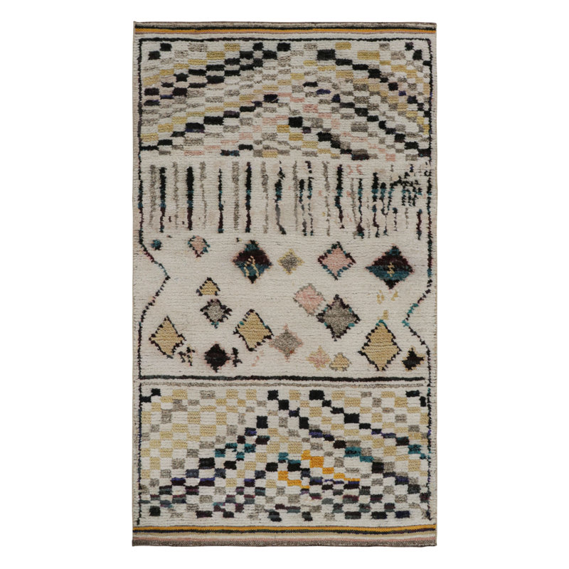 Moroccan Hand Knotted Geometric Area Rug, Rectangle 8' x 10'